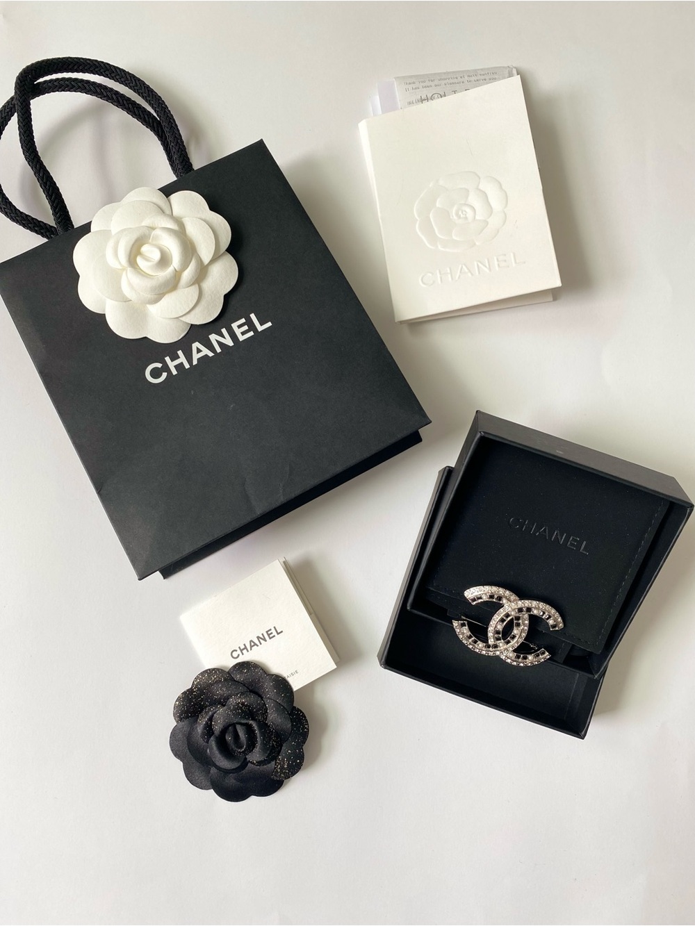Authentic CHANEL Brooch Pin Crystal and Pearl